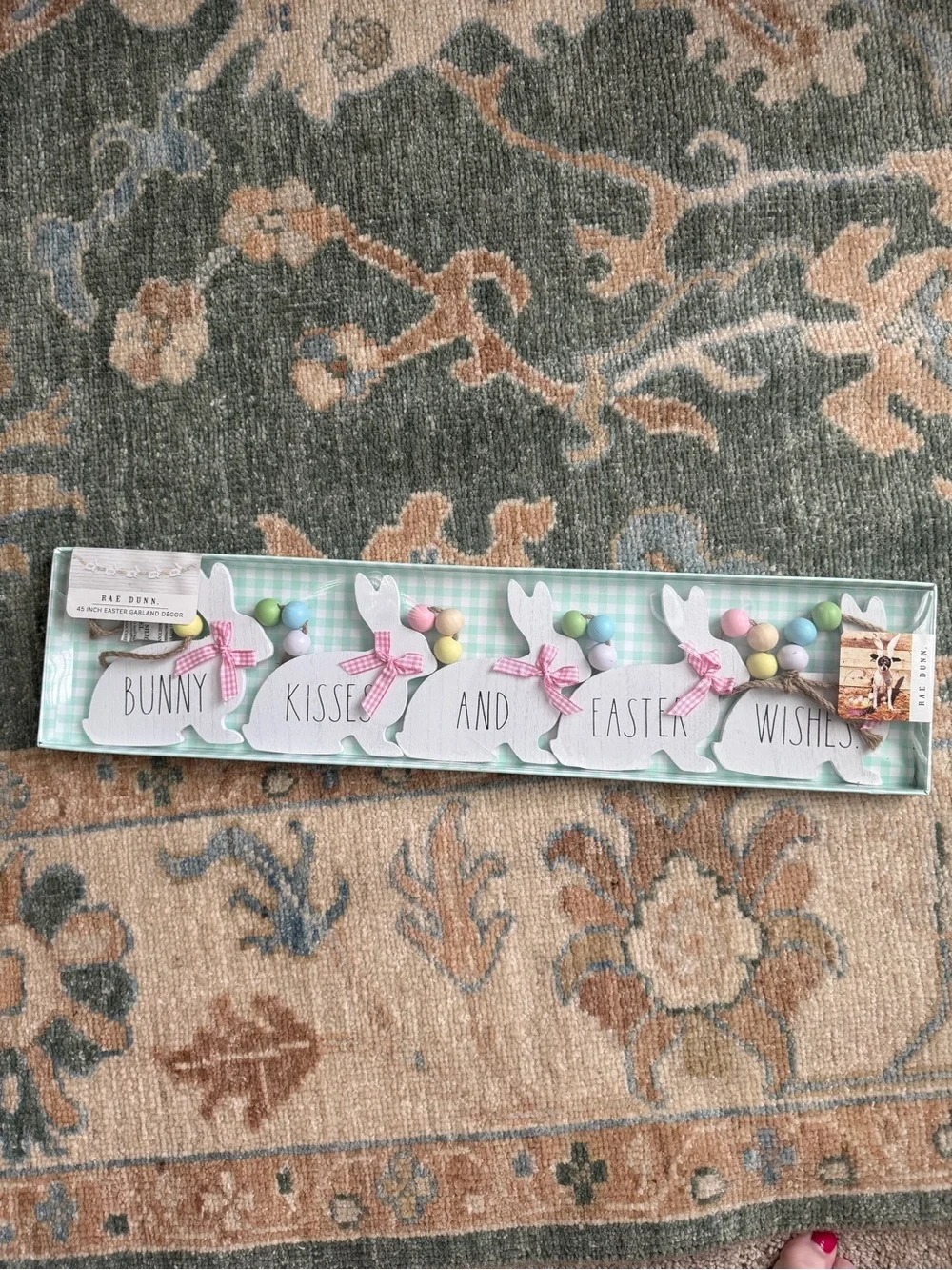 Rae Dunn Pastel Bunny Easter Garland - White Bunnies with Pink Accents